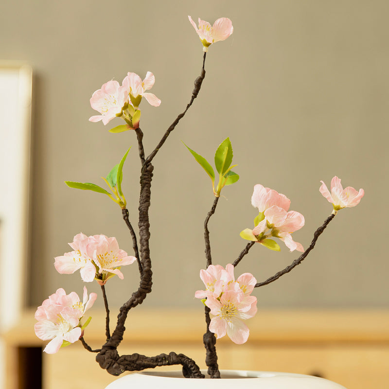 Cherry Blossom Artificial Flower Arrangement in Small Oval Vase - 12.5&