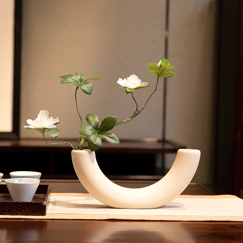 Azalea Silk Flower Arrangement in Semicircular Vase - 10&