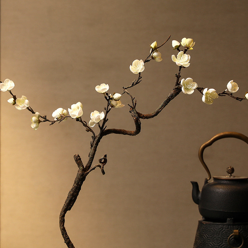 Plum Blossom Artificial Flower Arrangement in Zen Vase - 22.5&