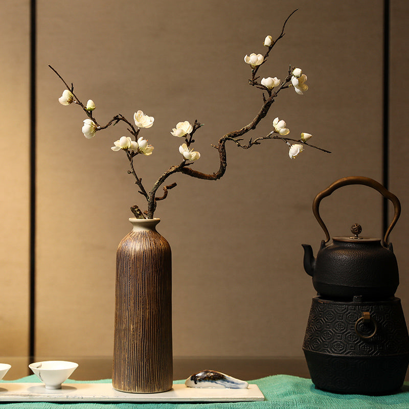Plum Blossom Artificial Flower Arrangement in Zen Vase - 22.5&